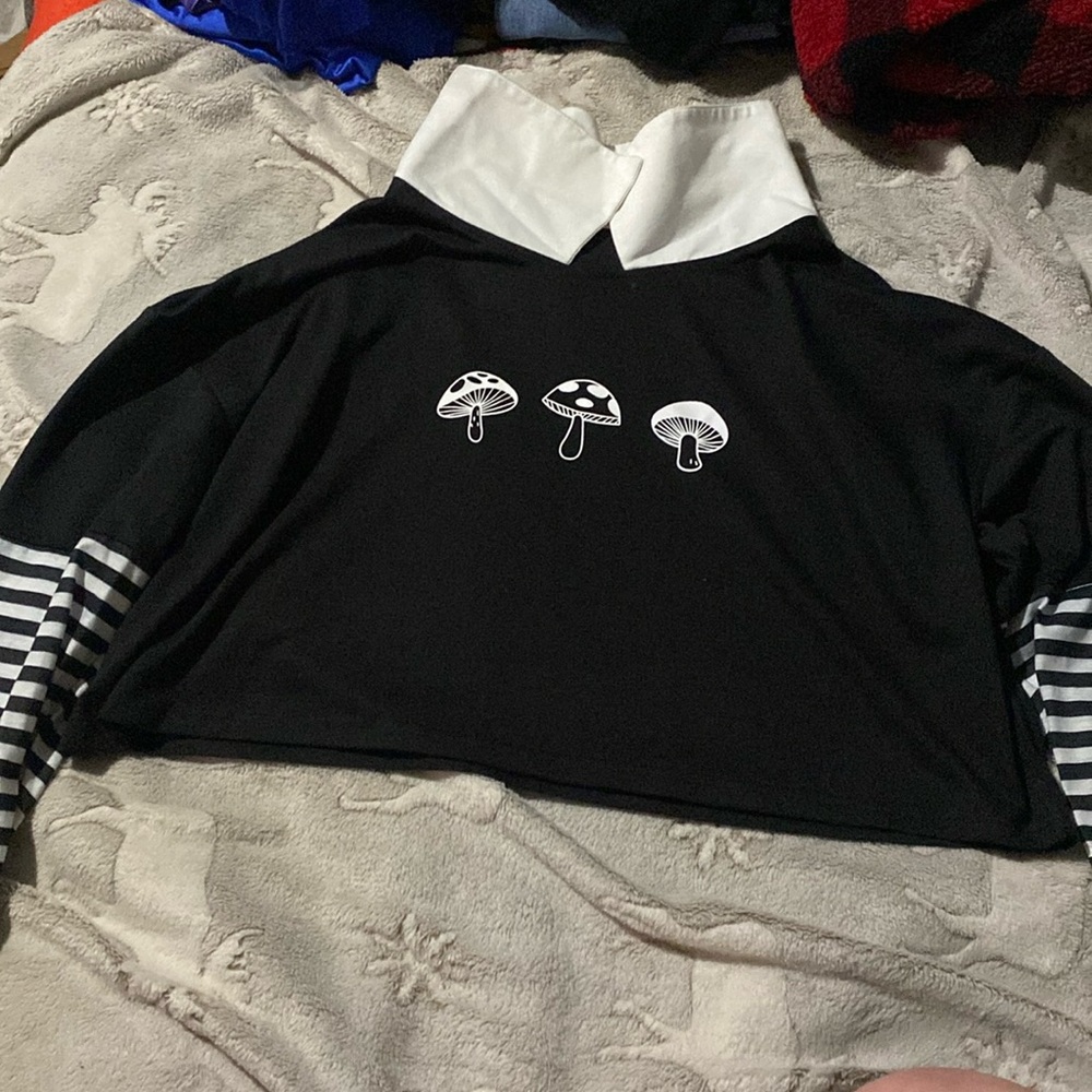 A high topic shirt with the collar long sleeve crop top